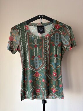NWT Johnny Was Nanette
Floral Mesh Top | Boho Paisley
Print Short Sleeve Tee